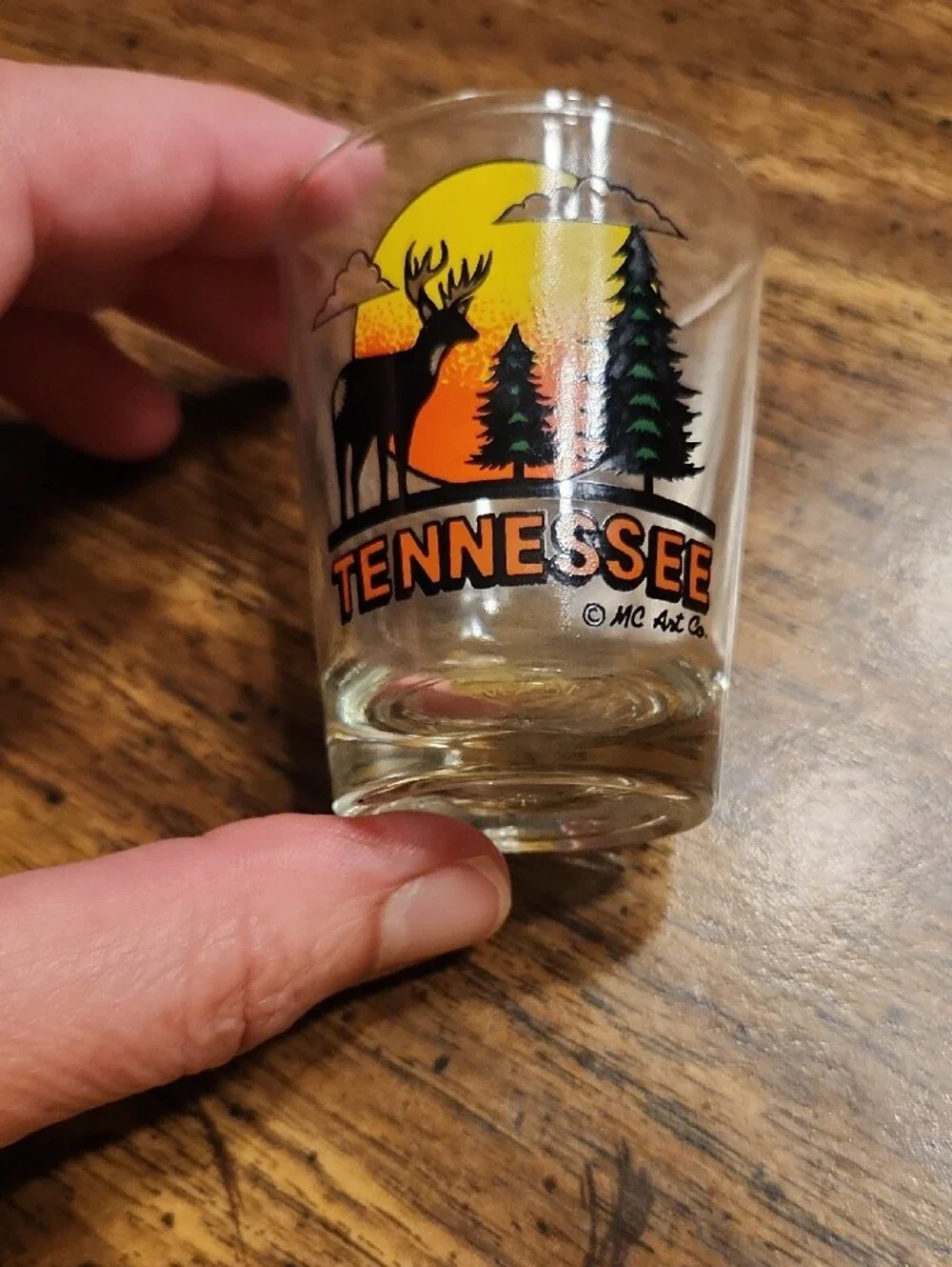 Tennessee Souvenir Shot Glass with Deer and Sunset